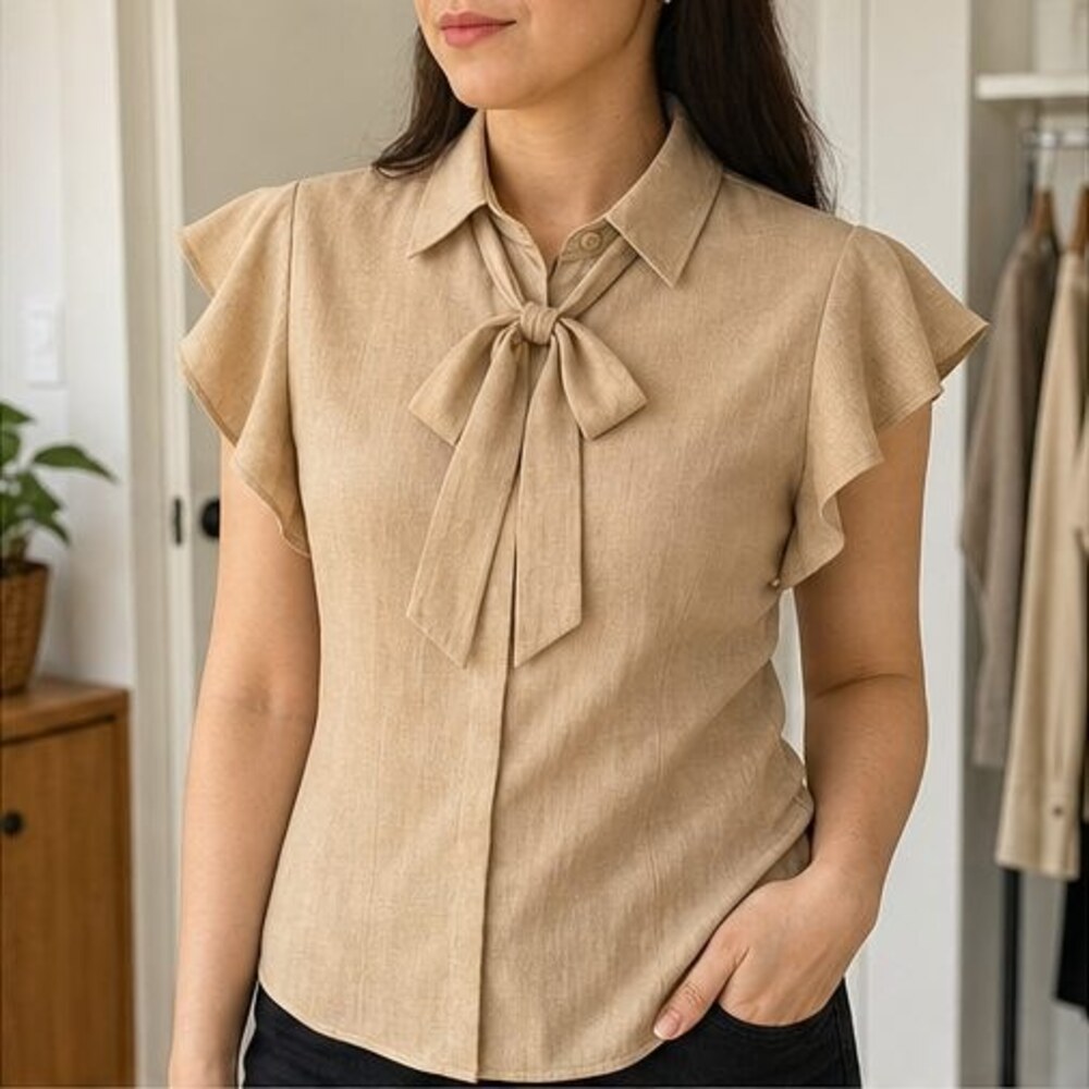 Camel Button Blouse - Picture 2 of 6